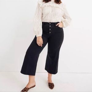 Madewell Wide Leg Crop Jeans Black Sz 29 Denim Jeans Pant Button Fly High Waist